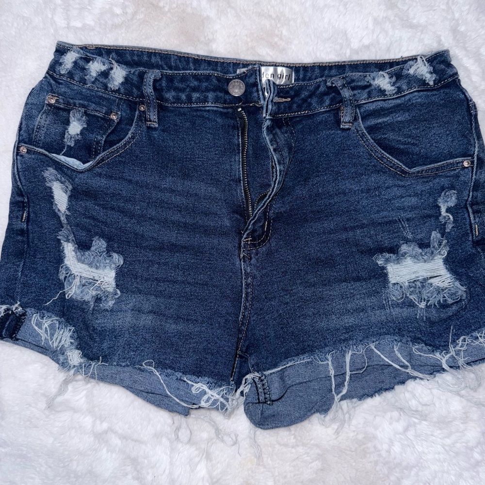 Madden Girl Dark Blue Distressed Jean Shorts